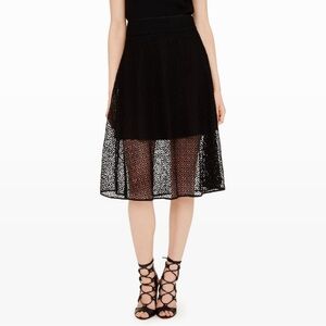 Chic Black Lace Midi Skirt club Monaco XS